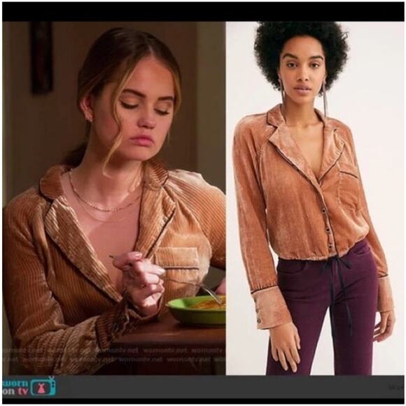 Free People Aspen Nights Velvet Button Up Top Size XS - Picture 1 of 7